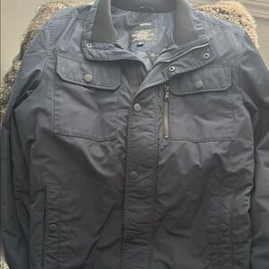 Buffalo David Bitton Black Military Field Jacket Stand-Up Collar